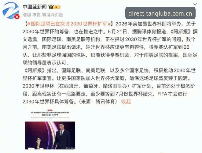 谈球吧怎么访问官网 2030世界杯扩军至66队?全面评测足球盛宴扩容对谈球吧用户的观赛影响